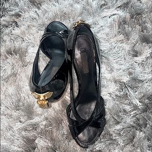 Authentic Louis Vuitton  Black Pumps with Padlock LV logo
